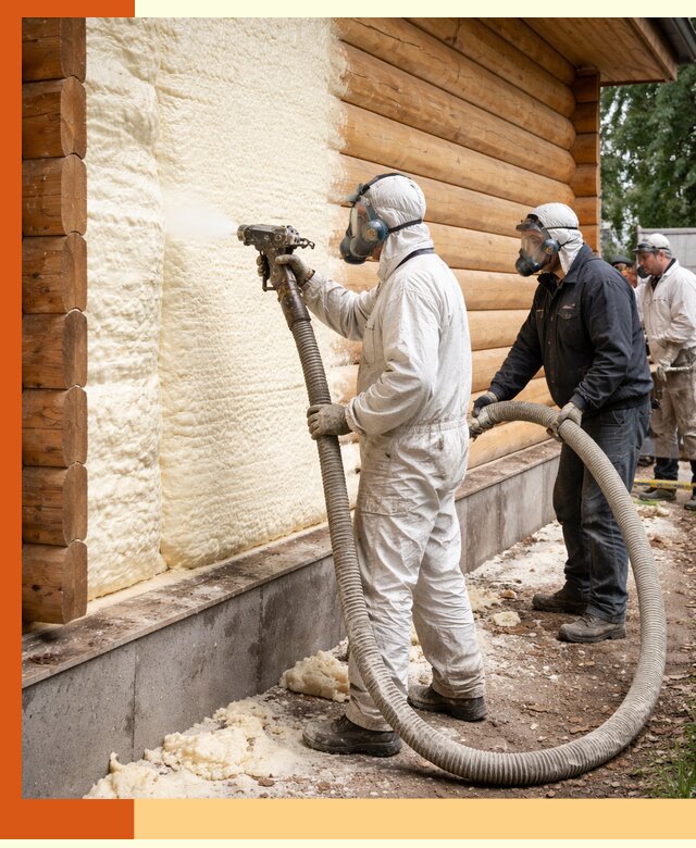 Утепление дома из бруса пенополиуретаном в Батайске