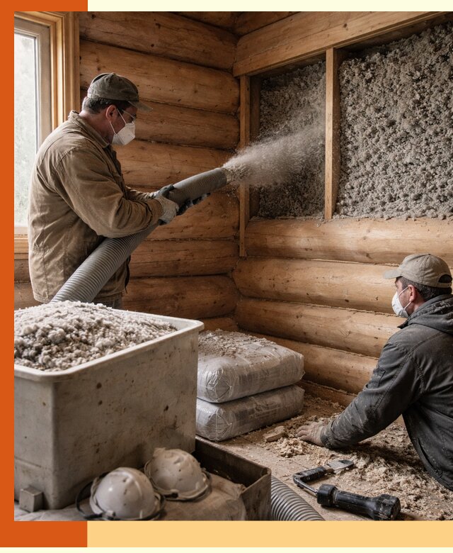 Утепление дома из бруса эковатой в Батайске