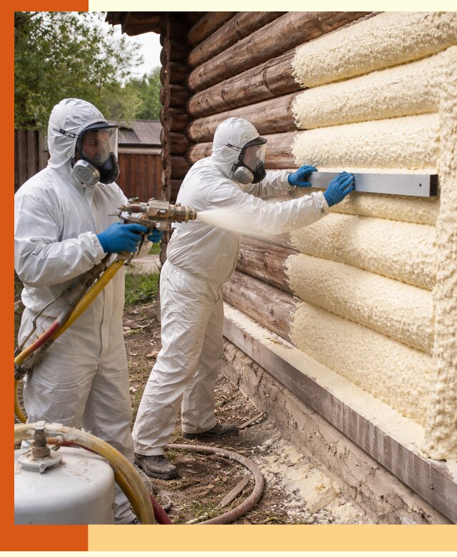 Утепление бревенчатого дома ППУ в Батайске эффективной изоляцией