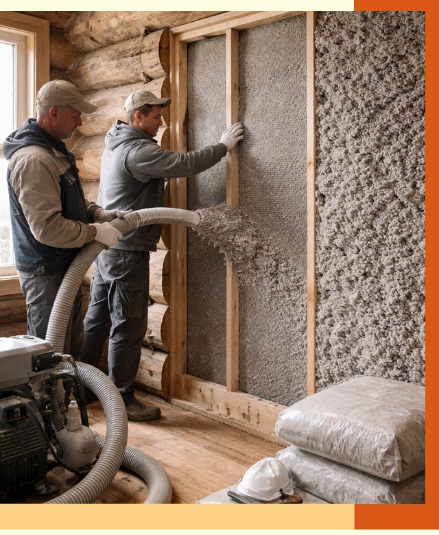 Утепление бревенчатого дома эковатой в Батайске от 2783 руб. | ТепломастерБтс