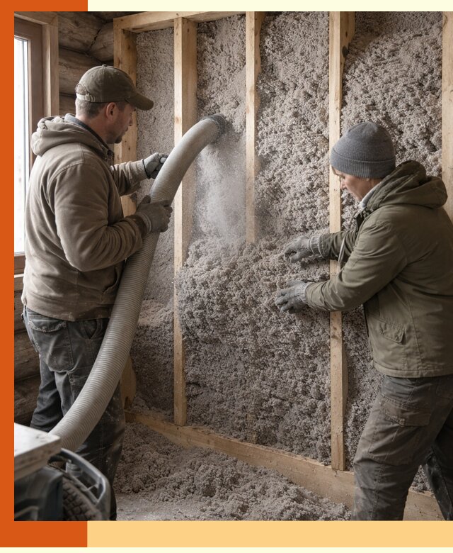 Утепление бревенчатого дома эковатой в Батайске