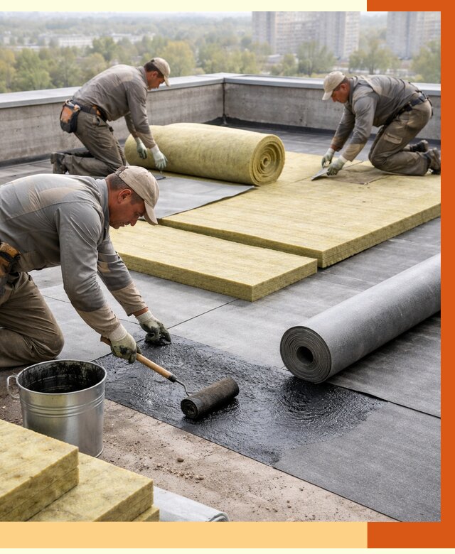 Утепление плоской крыши в Батайске от 7287 руб./м2 под ключ | ТепломастерБтс