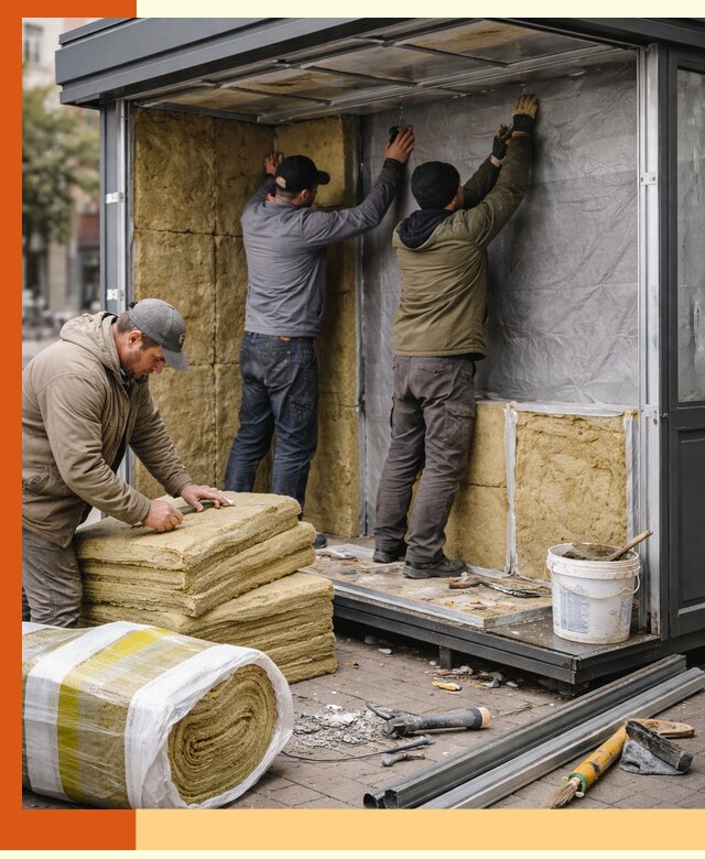 Утепление павильона шаурмы под ключ в Батайске