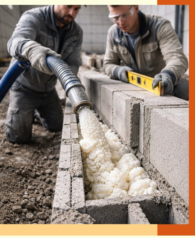 Заполнение колодцевой кладки ППУ в Батайске от 4251 руб. за м2 | ТепломастерБтс
