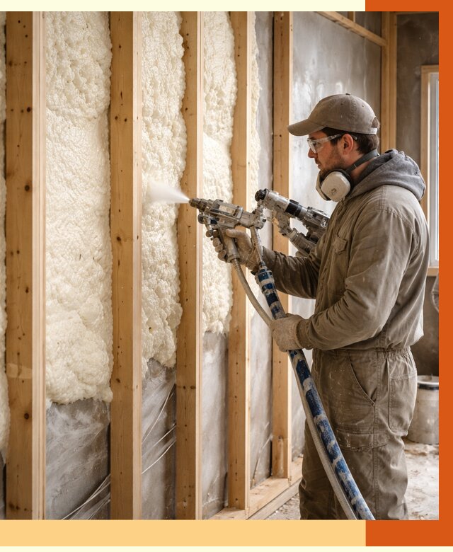 Утепление каркасной стены ППУ в Батайске от 4301 руб./м2 под ключ | ТепломастерБтс