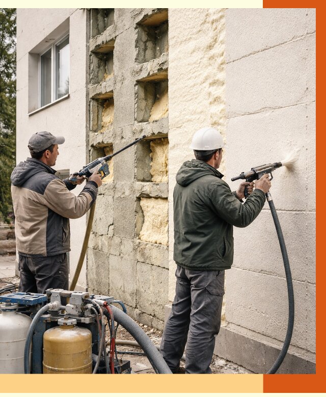 Заполнение пустот фасада в Батайске от 4554 руб. — утепление пустот облицовки | ТепломастерБтс