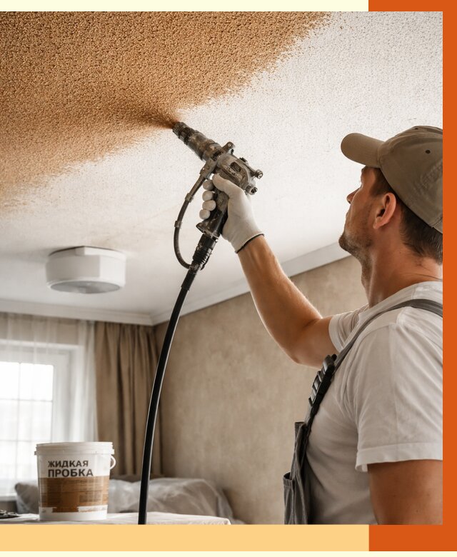 Утепление потолка жидкой пробкой в Батайске от 3542 руб. | ТепломастерБтс