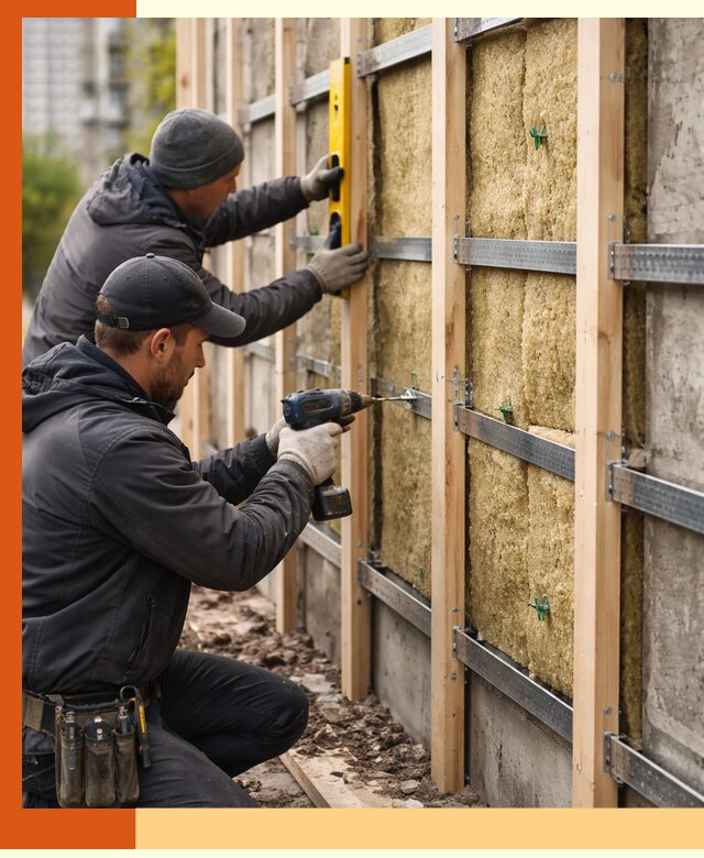Монтаж обрешетки под утепление зданий и квартир в Батайске
